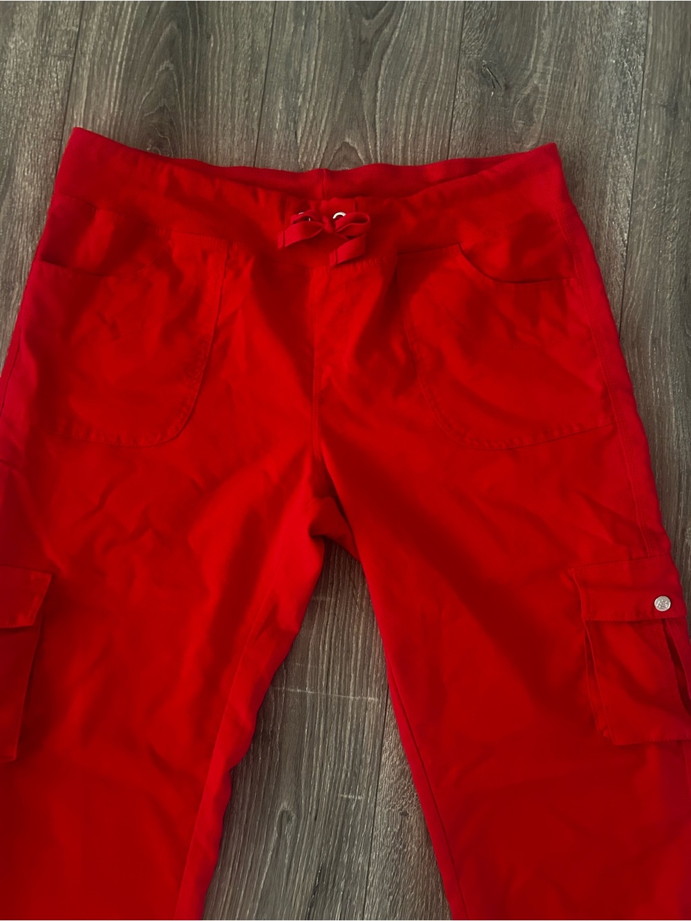 Mofiz Red Cropped Drawstring Cargo Pants - Picture 2 of 6